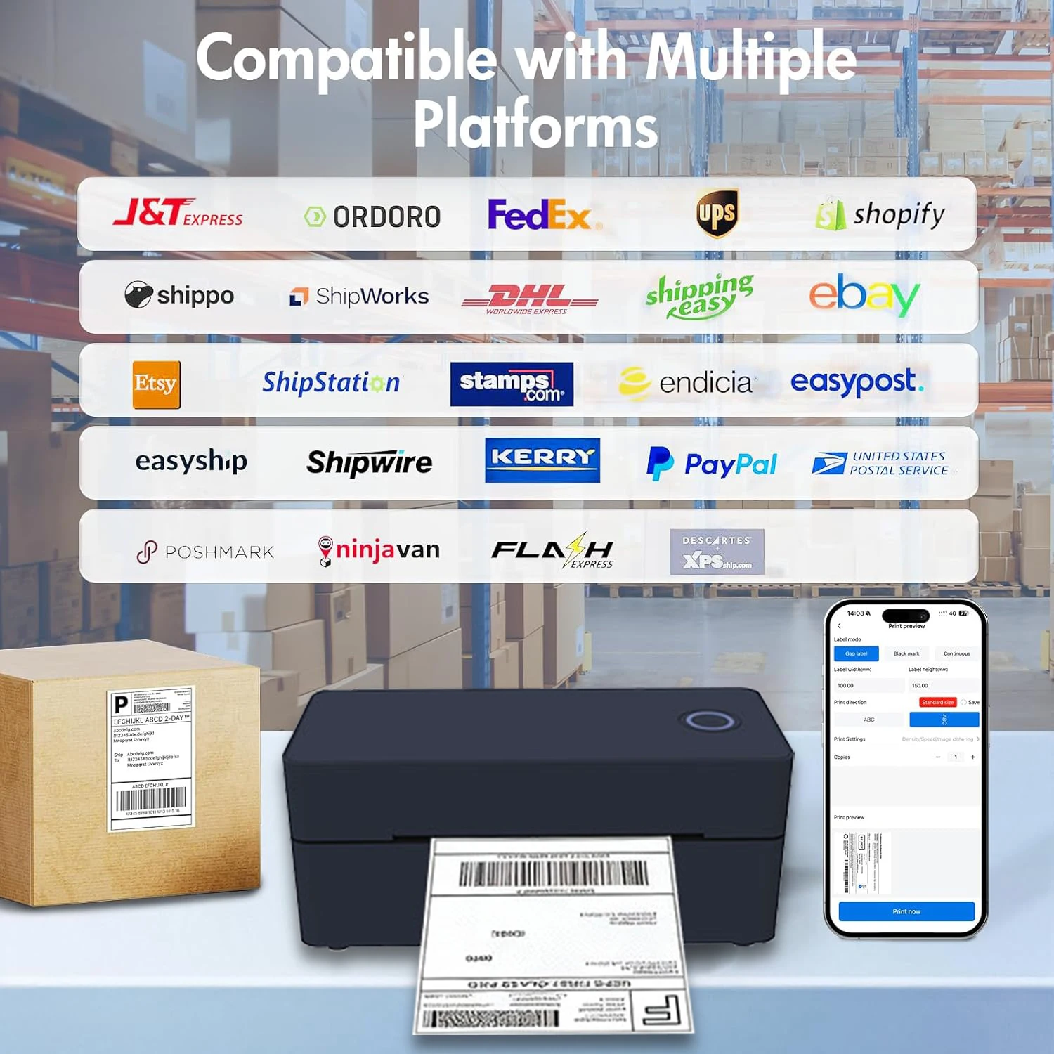 Bluetooth Thermal Printer4×6 Shipping Label Printer For Small Businesses,Desktop Thrmal Label Printers For Shipping Package - Image 6