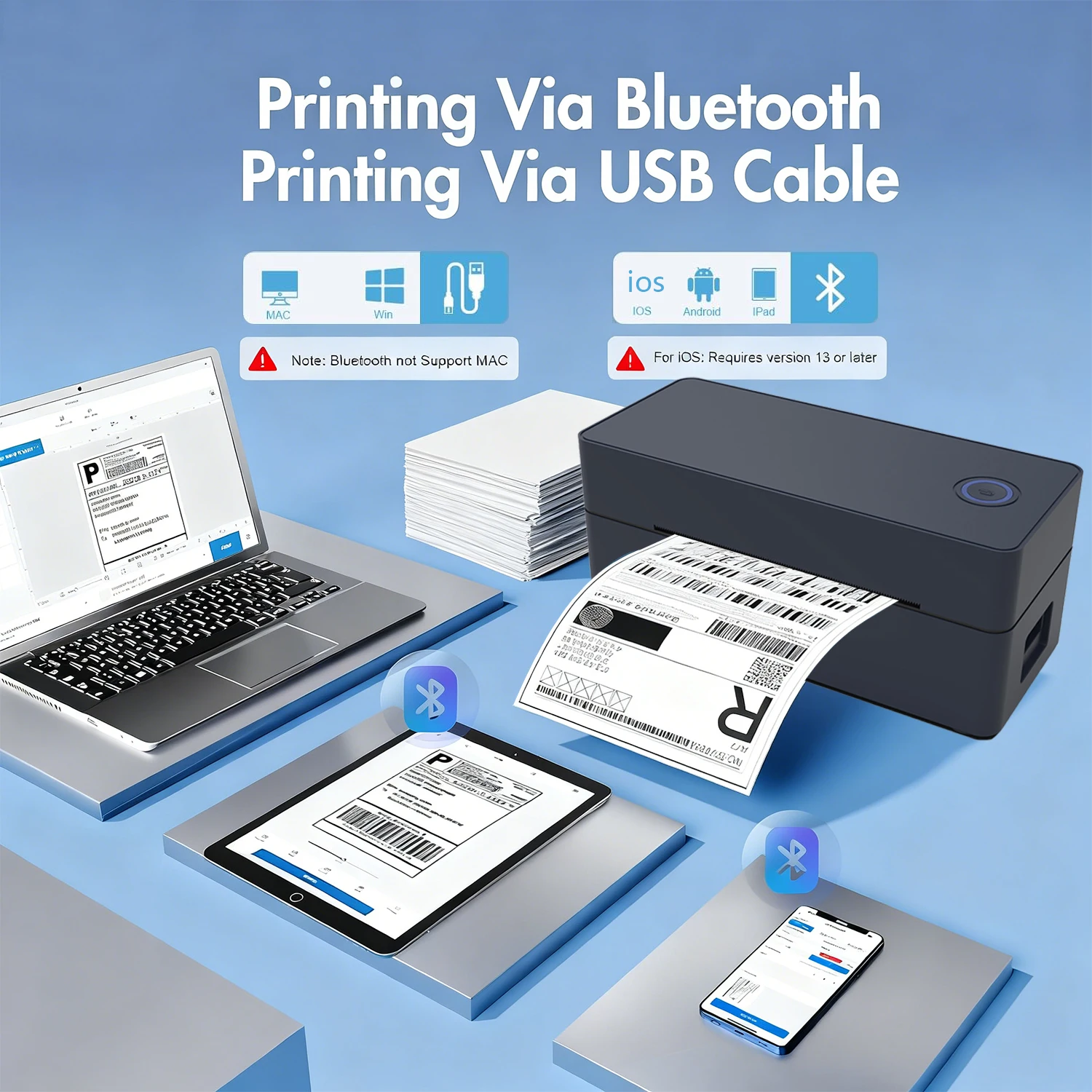 Bluetooth Thermal Printer4×6 Shipping Label Printer For Small Businesses,Desktop Thrmal Label Printers For Shipping Package - Image 2